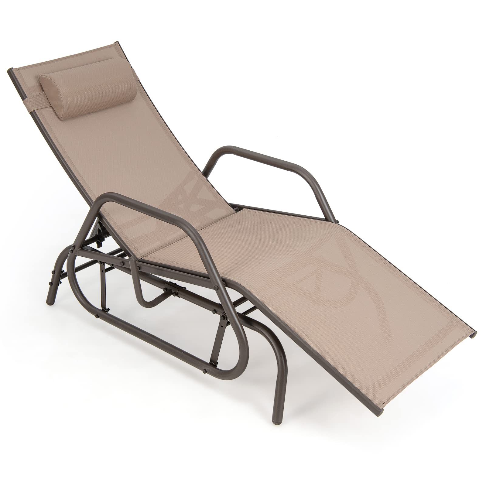 Chaise longue d'extérieur Tangkula avec accoudoirs et oreiller